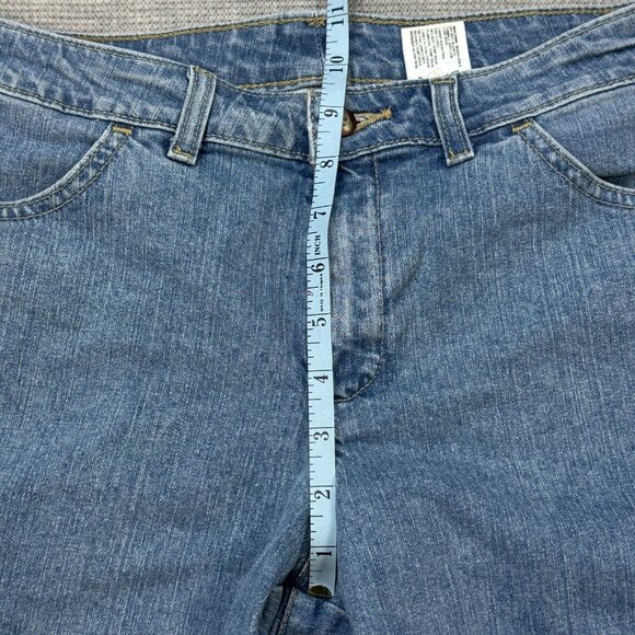 Dickies Womens Blue Denim Bermuda Shorts Mid Rise Flat Front Cotton Blend Size 6 - Picture 11 of 13